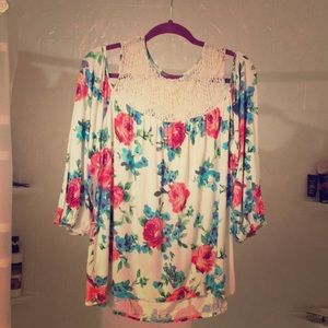 Loveappella cold-shoulder top